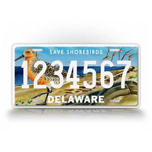 Custom Delaware Save The Shorebirds Wildlife Personalized License Plate