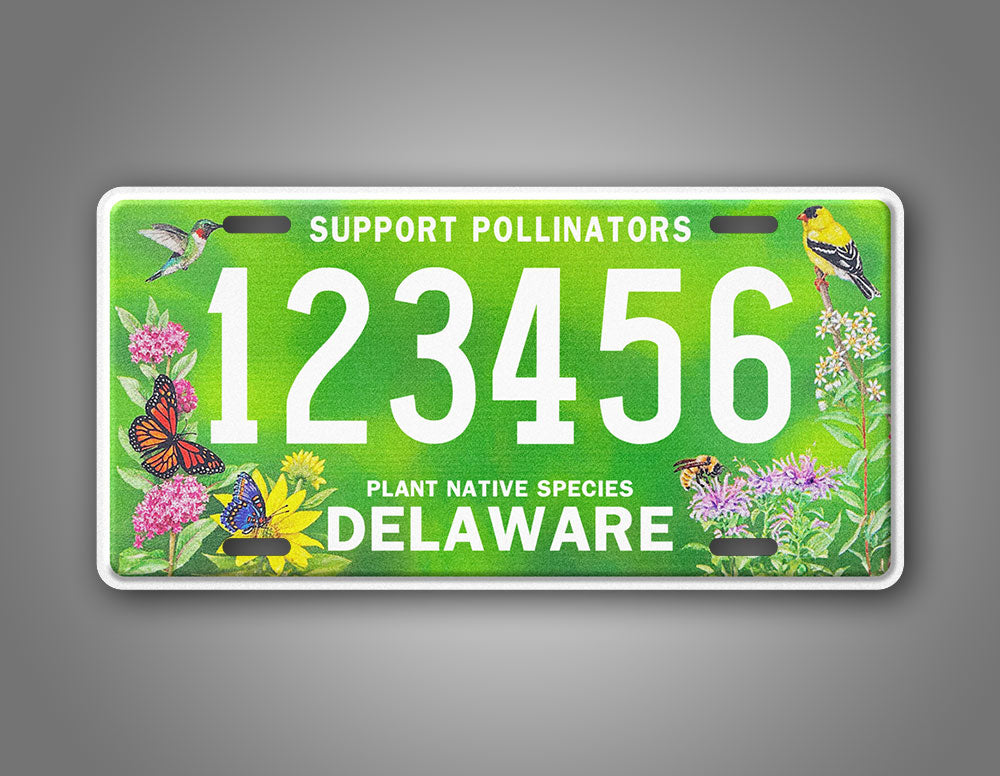 Custom Delaware Support Pollinators Personalized License Plate