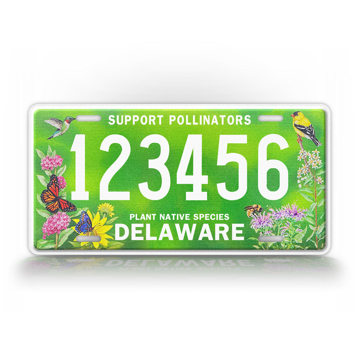 Custom Delaware Support Pollinators Personalized License Plate