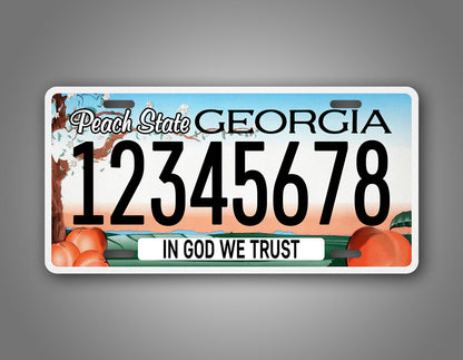 Personalized Georgia State "Peach State" License Plate