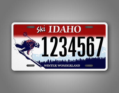 Custom Idaho Ski Winter Wonderland Personalized License Plate