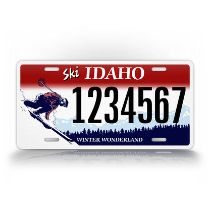 Custom Idaho Ski Winter Wonderland Personalized License Plate