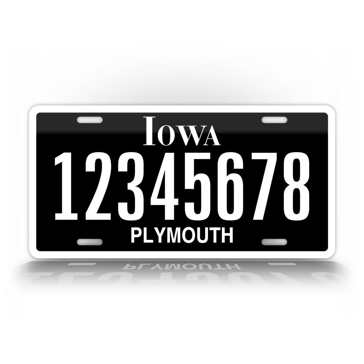 Custom Iowa Black Personalized License Plate