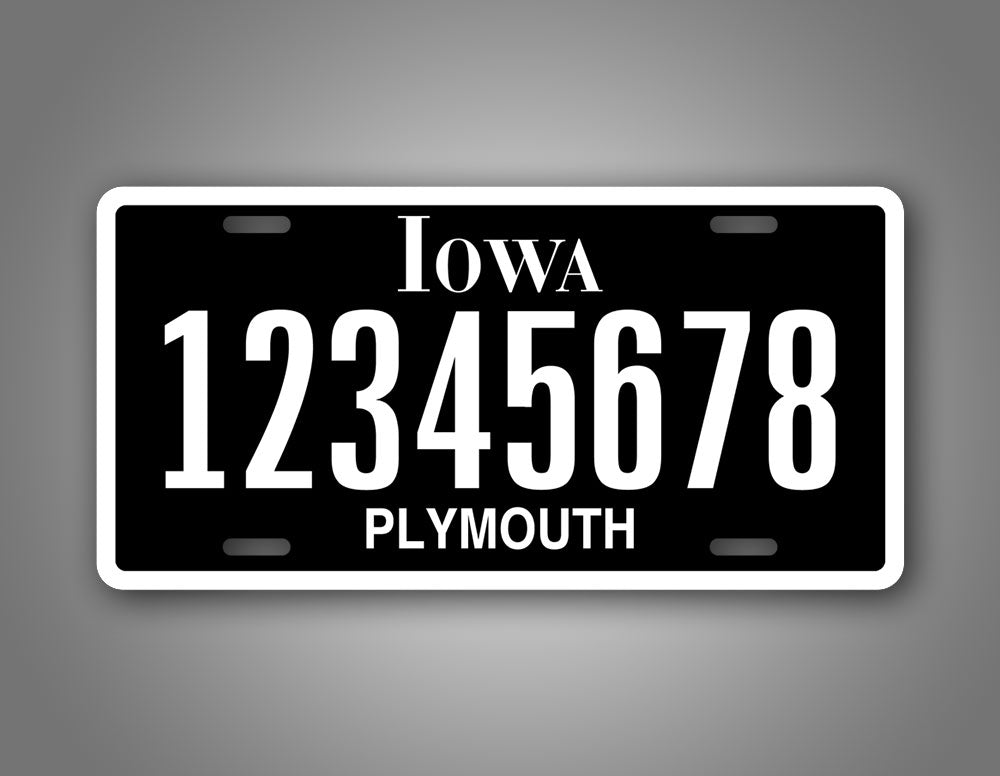 Custom Iowa Black Personalized License Plate