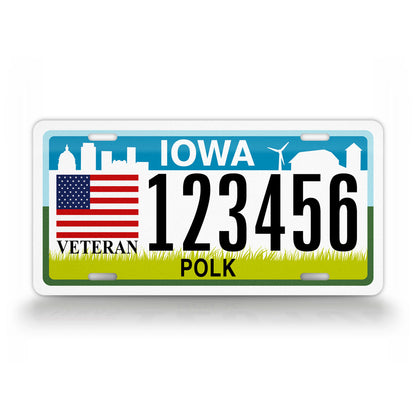 Personalized Iowa State Veteran Custom License Plate
