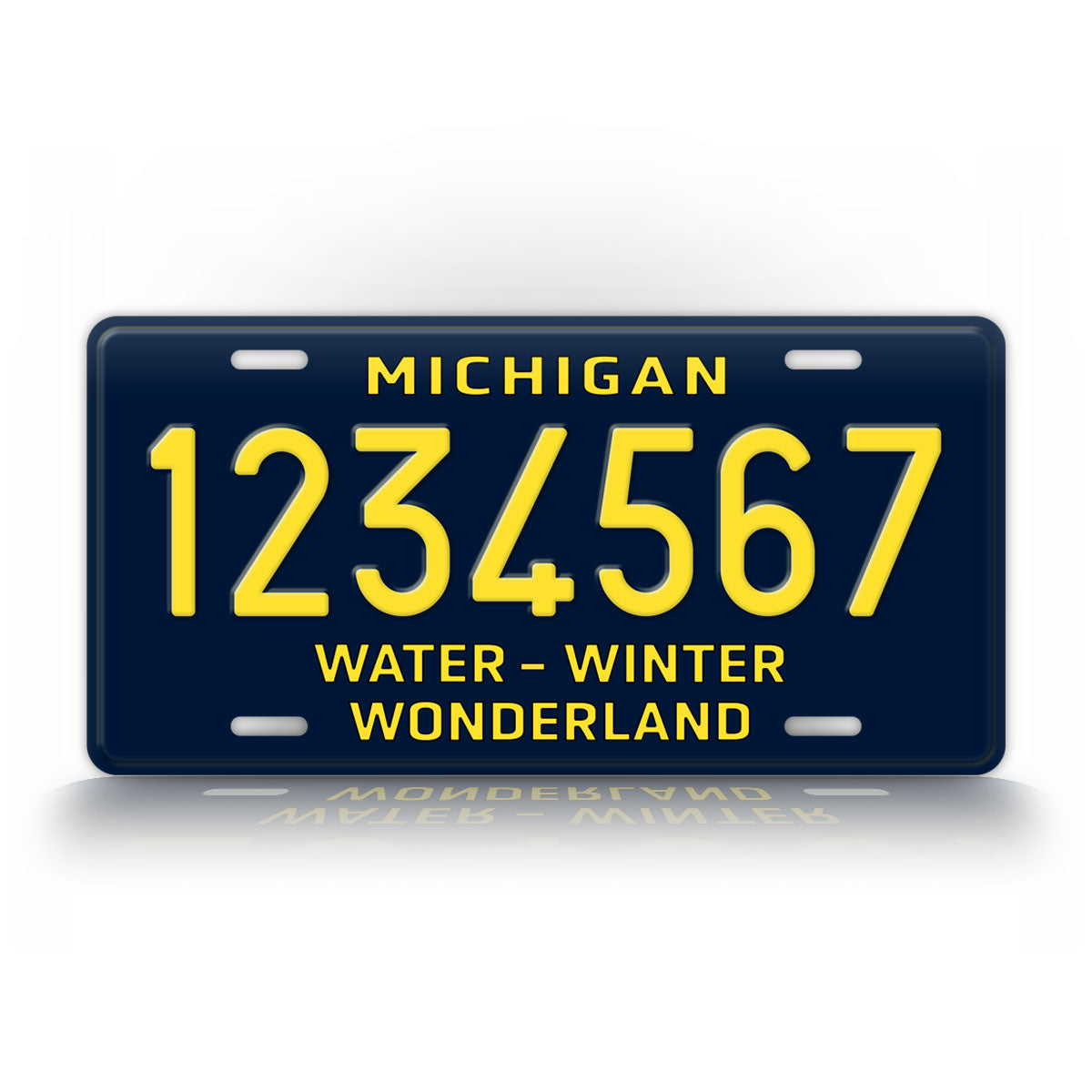 Custom Michigan Water Winter Wonderland Personalized License Plate