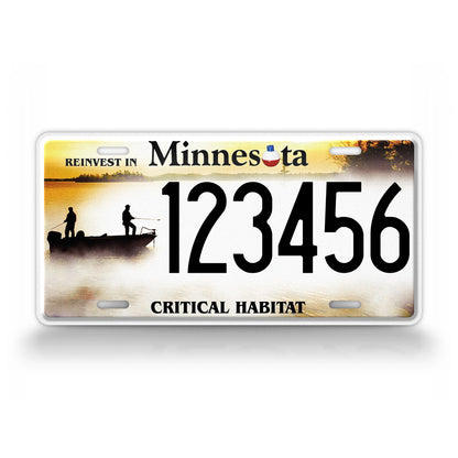Personalized Minnesota State Critical Habitat - Boat Fishing Custom License Plate