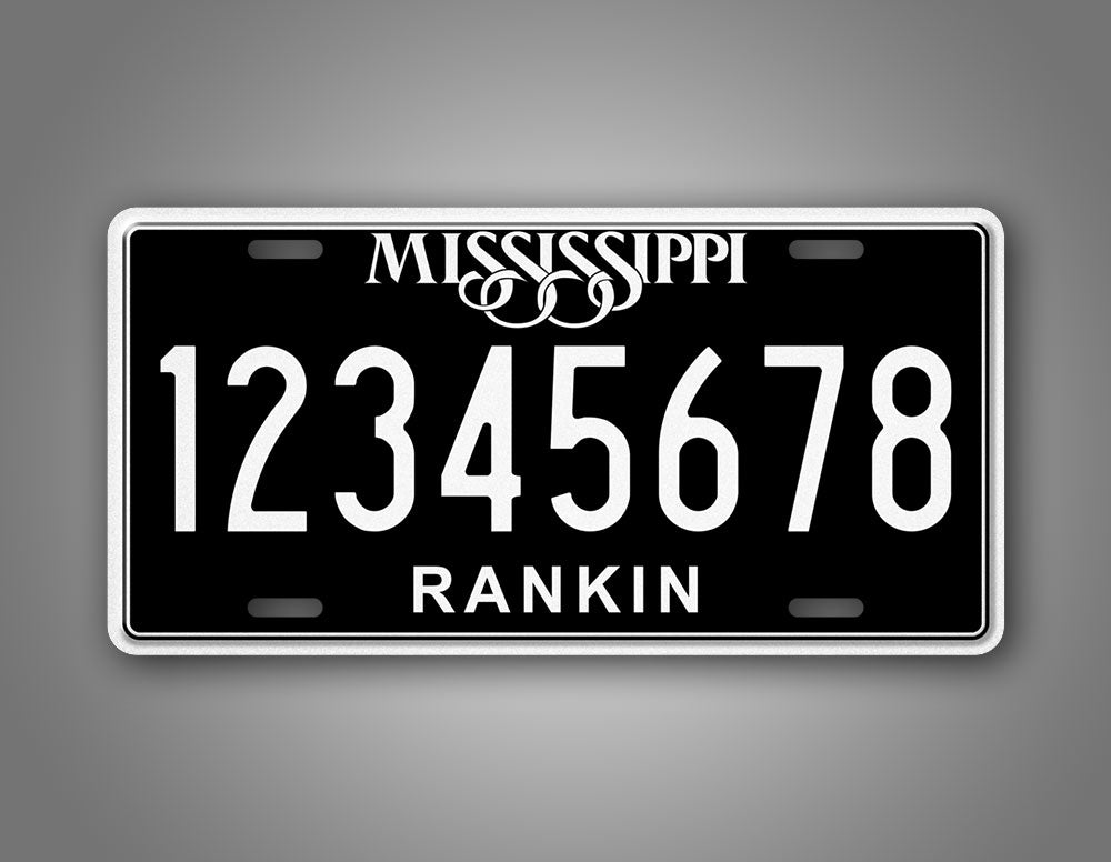 Custom Black vintage Mississippi Novelty Personalized License Plate