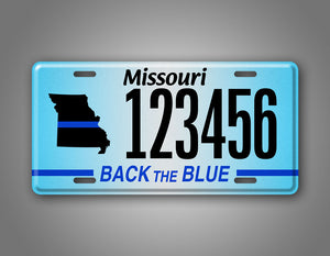 Custom Missouri Back The Blue Personalized License Plate
