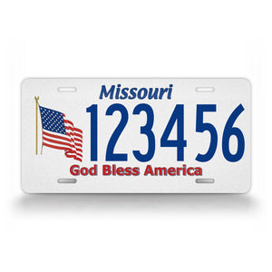 Custom Missouri God Bless America Personalized License Plate