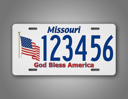 Custom Missouri God Bless America Personalized License Plate