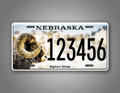 Custom Nebraska Bighorn Sheep Personalized License Plate