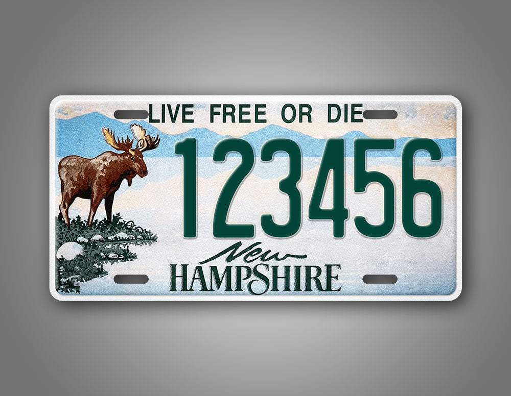 Custom New Hampshire Moose Live Free Or Die Personalized License Plate