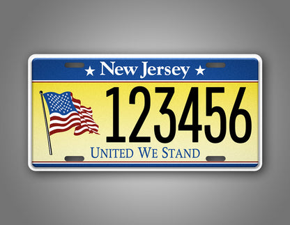 Custom New Jersey United We Stand Personalized License Plate