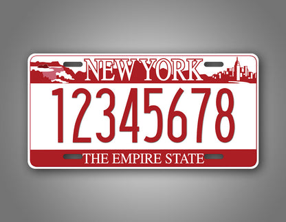 Personalized Red New York Falls Custom License Plate