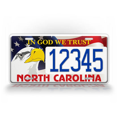 Custom In God We Trust North Carolina Bald Eagle Personalized License Plate