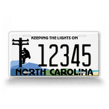 Custom North Carolina Lineman Keeping the Lights On 2019 License Plate
