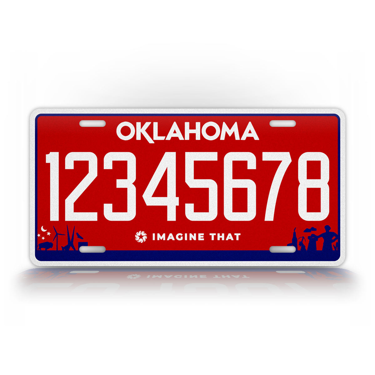 Oklahoma Red "Imagine That" License Plate
