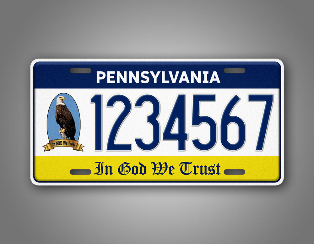 Custom Pennsylvania In God We Trust Eagle Personalized License plate