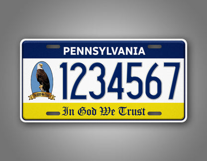 Custom Pennsylvania In God We Trust Eagle Personalized License plate