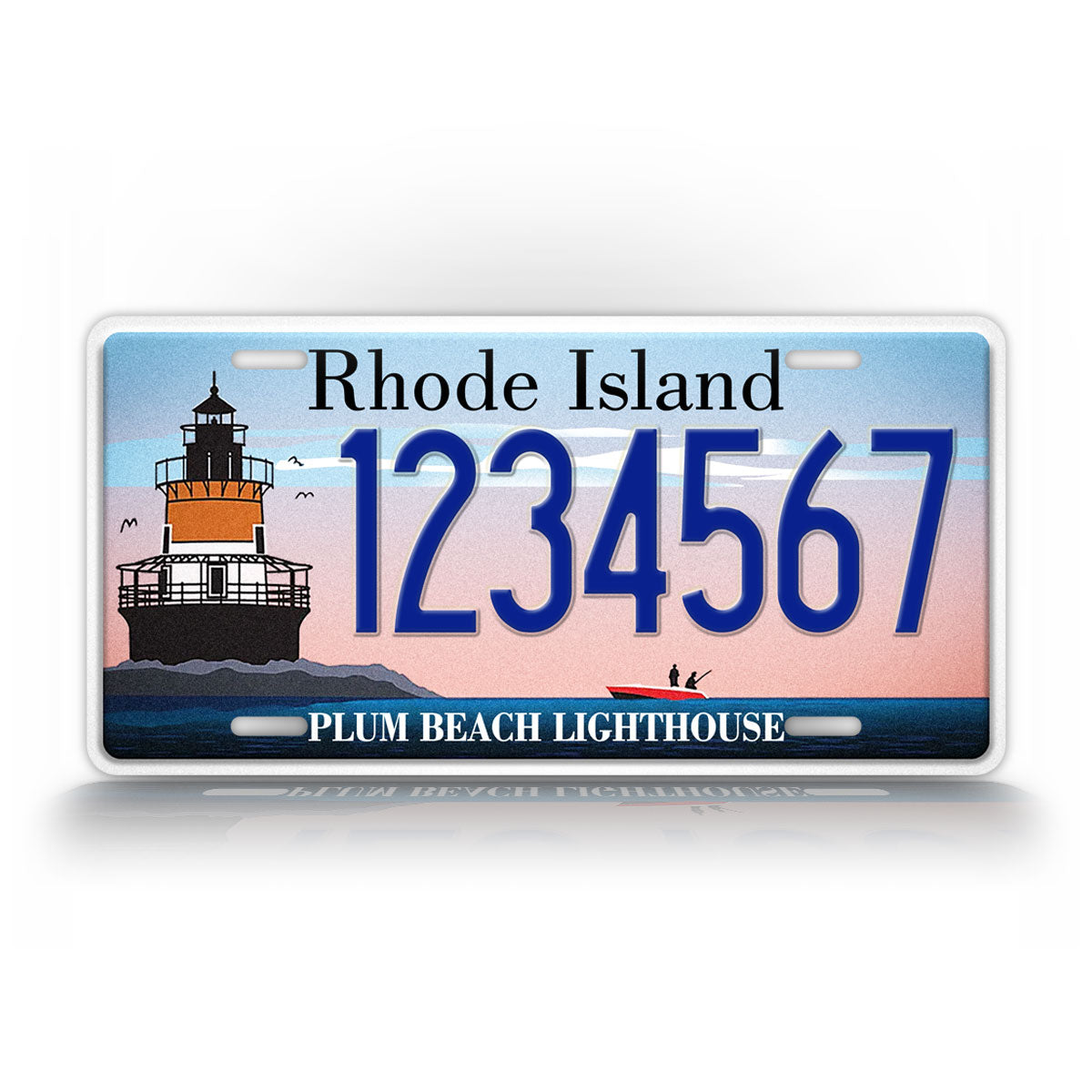 Custom Rhode Island Plum Beach lighthouse Personalized License Plate