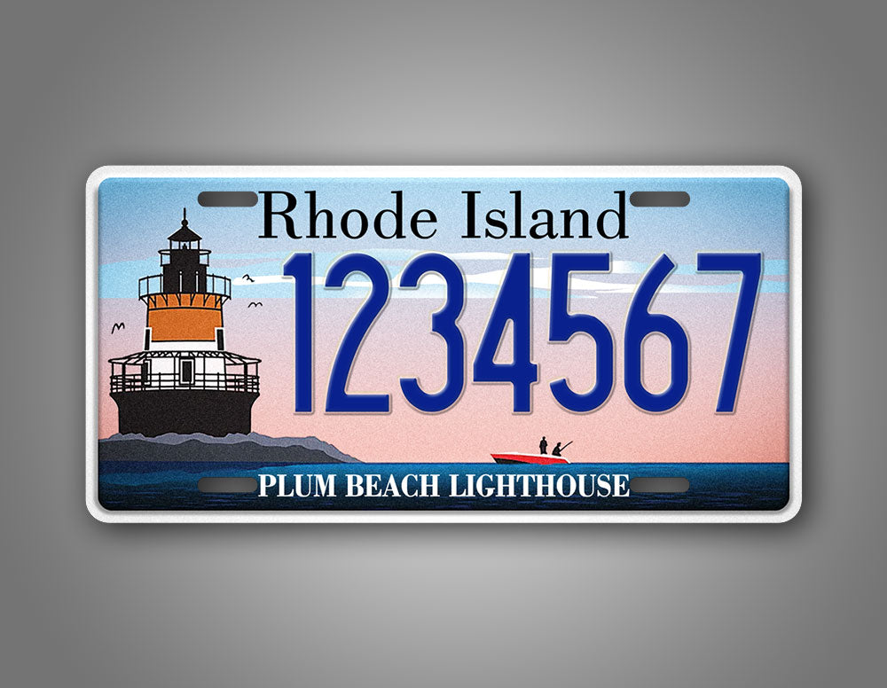 Custom Rhode Island Plum Beach lighthouse Personalized License Plate