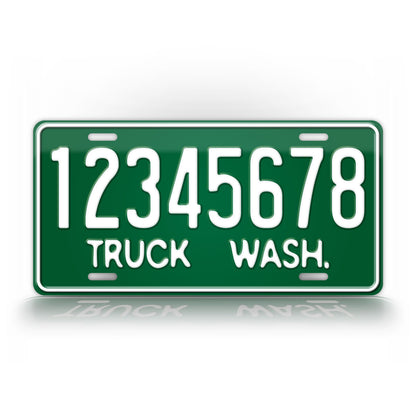 Custom Vintage Green Washington Truck Wash Personalized License Plate