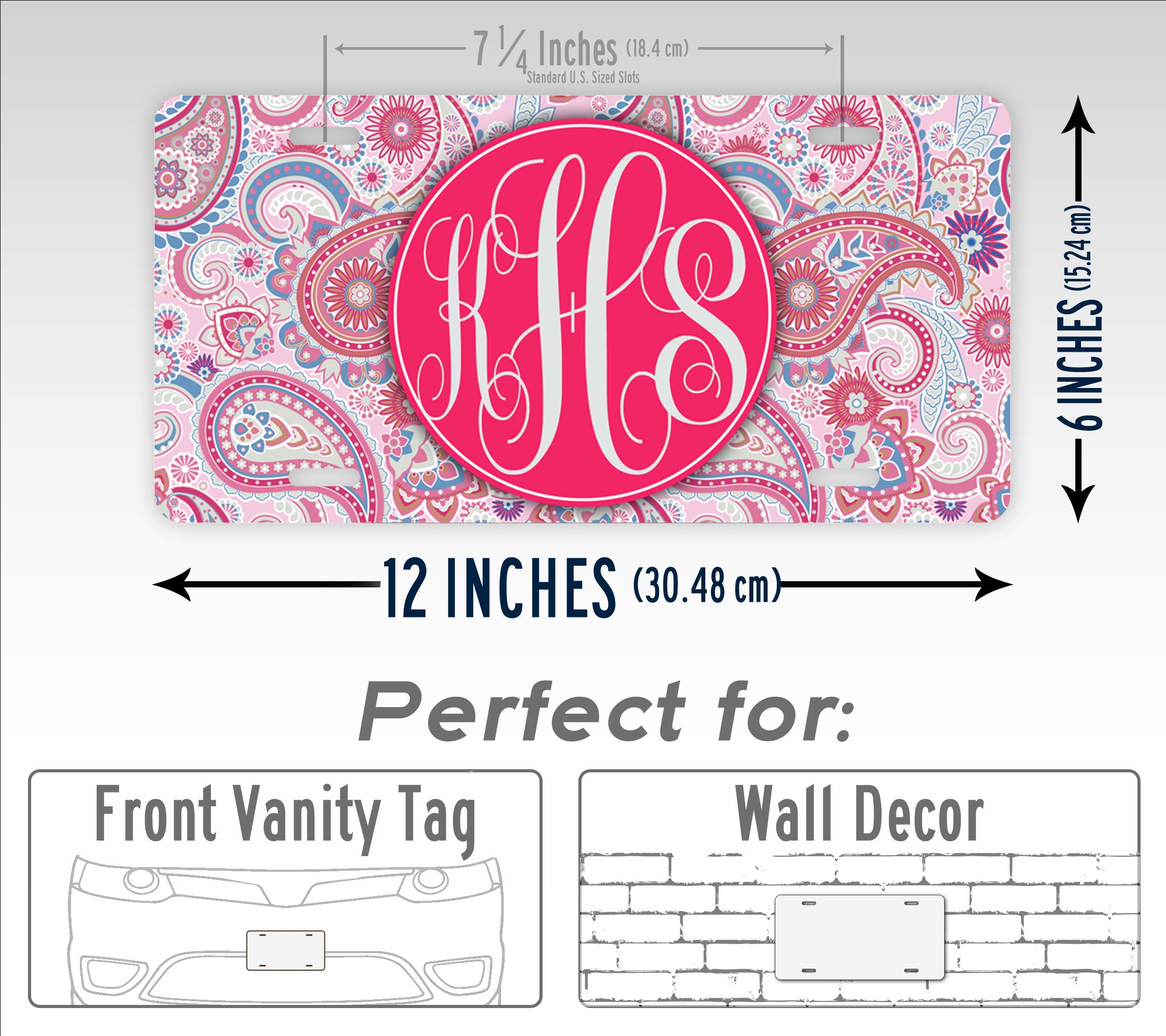 Personalized Monogrammed Paisley License Plate