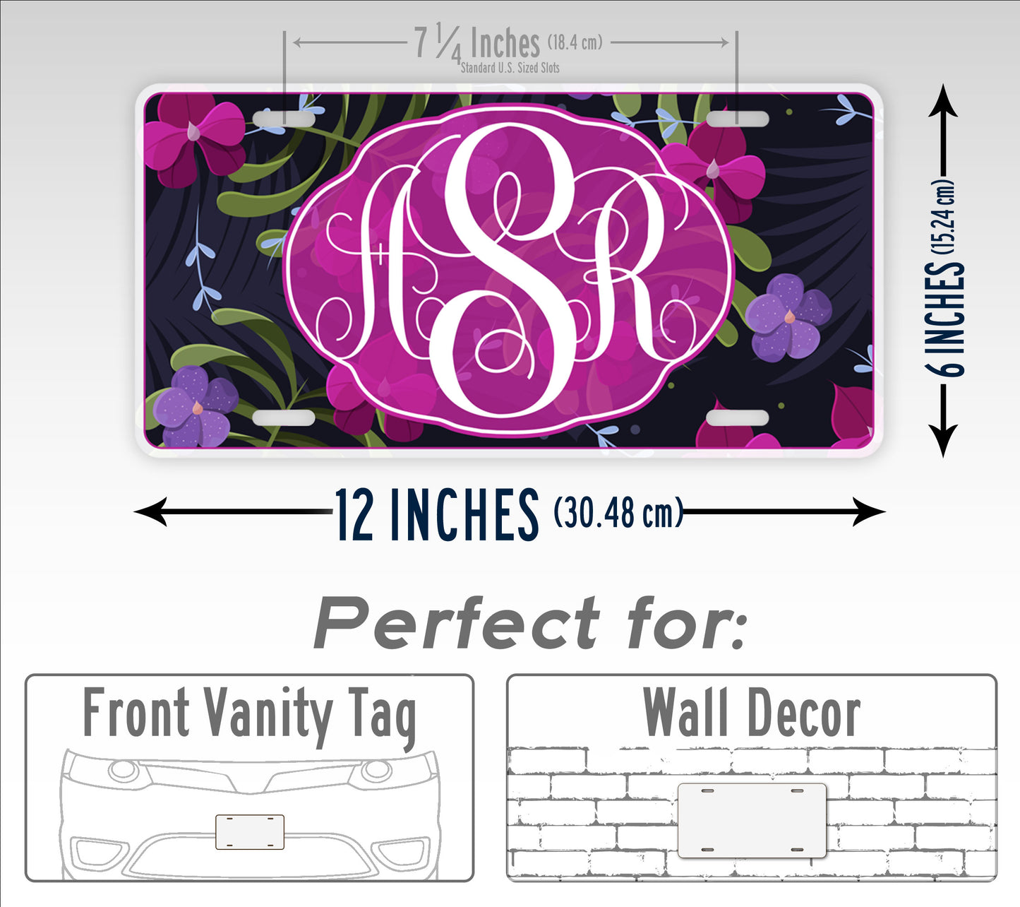 Pink Flowers Ikebana Monogrammed License Plate