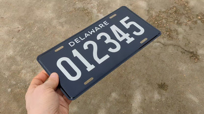 Custom "Stainless" Black Delaware Novelty License Plate