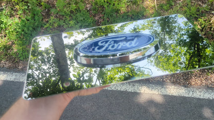 Ford Logo Chrome & Black License Plate