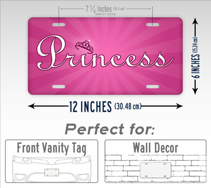 Pink Purple Princess Crown License Plate