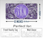 Personalized Monogrammed Paisley License Plate