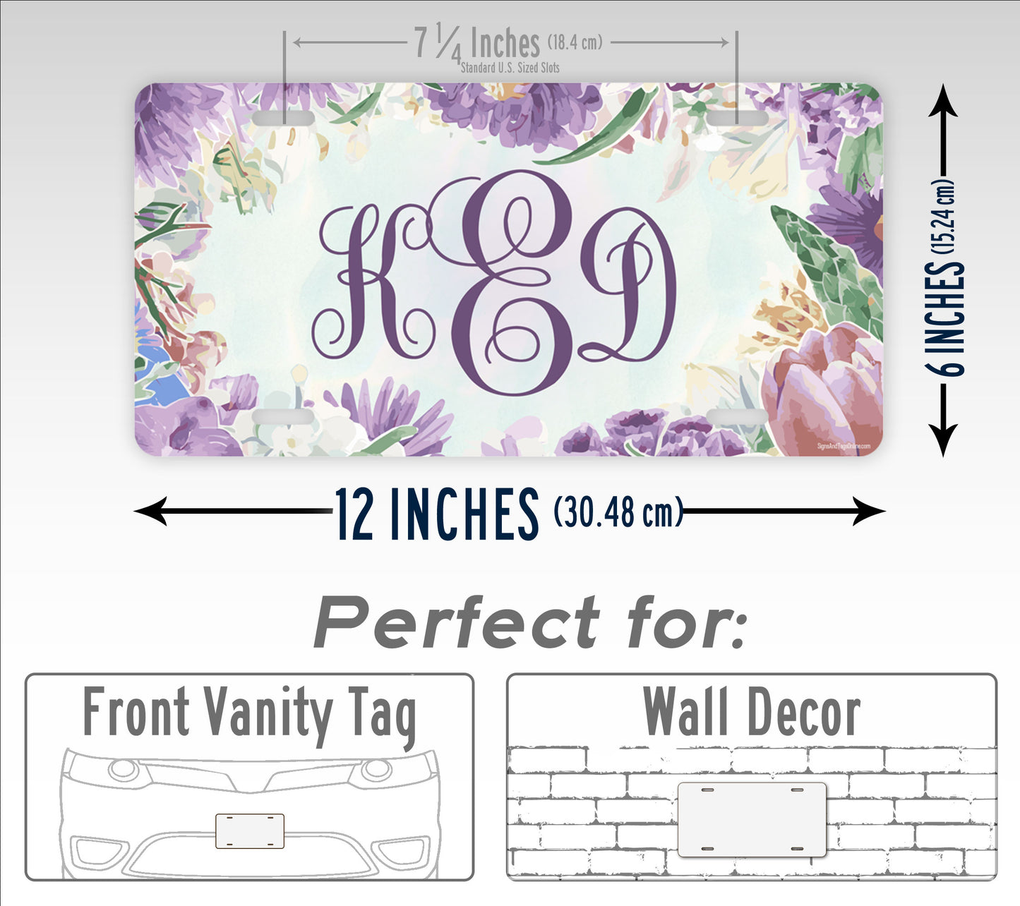 Personalized Pastel Flowers Monogram License Plate