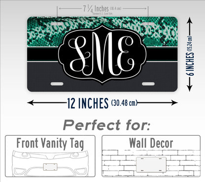 Green Python Style Snakeskin Personalized Monogram License Plate