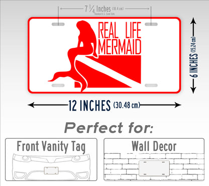 Real Life Mermaid Female Diving Flag License Plate