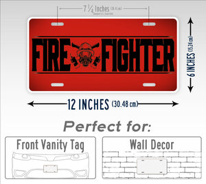 Fire Fighter Cross Axe And Oxygen Mask License Plate