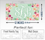Personalized Rose Monogram License Plate