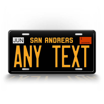 Novelty San Andreas Black And Yellow Custom 6x12 License Plate