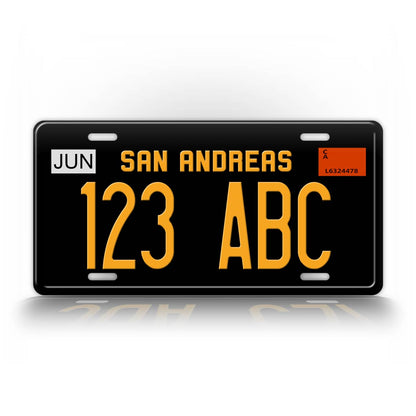 Novelty San Andreas Black And Yellow Custom 6x12 License Plate