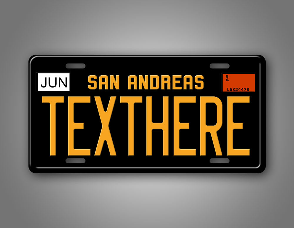 Novelty San Andreas Black And Yellow Custom 6x12 License Plate