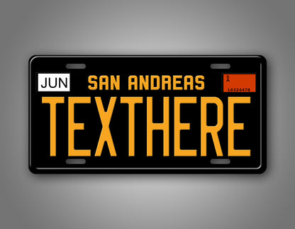 Novelty San Andreas Black And Yellow Custom 6x12 License Plate