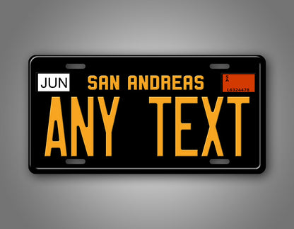 Novelty San Andreas Black And Yellow Custom 6x12 License Plate