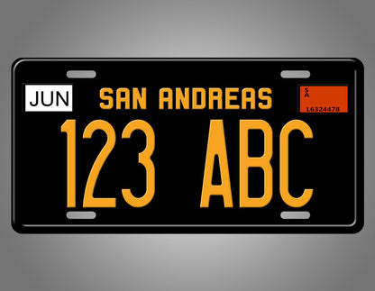 Novelty San Andreas Black And Yellow Custom 6x12 License Plate