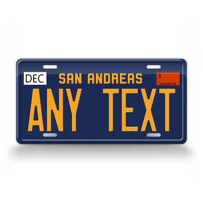 Novelty San Andreas Blue And Yellow Custom 6x12 License Plate