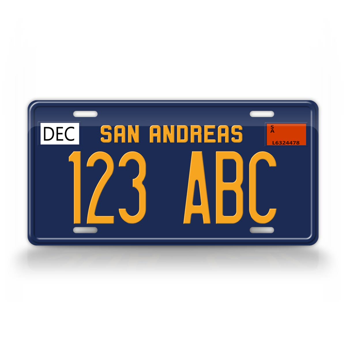 Novelty San Andreas Blue And Yellow Custom 6x12 License Plate