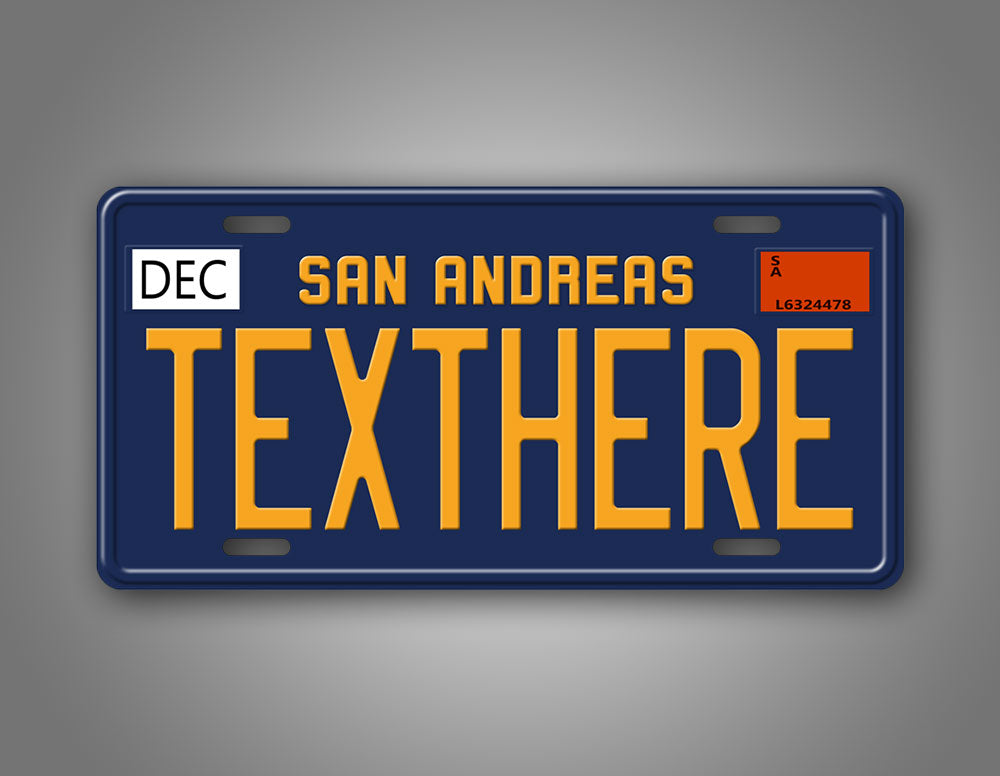 Novelty San Andreas Blue And Yellow Custom 6x12 License Plate