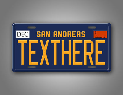 Novelty San Andreas Blue And Yellow Custom 6x12 License Plate