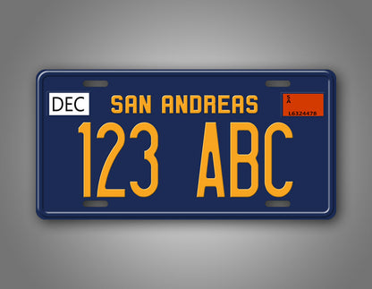 Novelty San Andreas Blue And Yellow Custom 6x12 License Plate