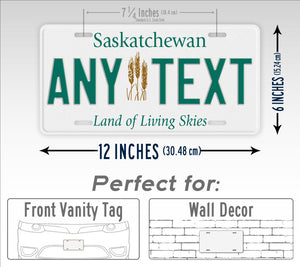 Personalized Saskatchewan Canada Custom License Plate